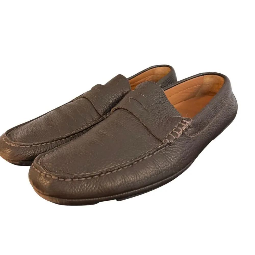 BOSS Hugo Boss brown leather loafers size 9